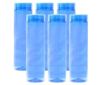 PEARLPET Plastic Fridge Water Bottle Round 1000 ML 6 Pcs Sky Blue