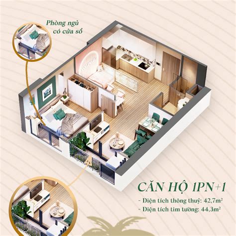 Căn hộ 1PN Pavilion Vinhomes Ocean Park Mặt bằng chi tiết