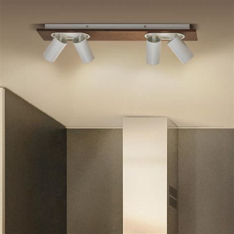 LEDVANCE LED downlight Mercury GU10, 4-bulb, wood/white | Lights.co.uk