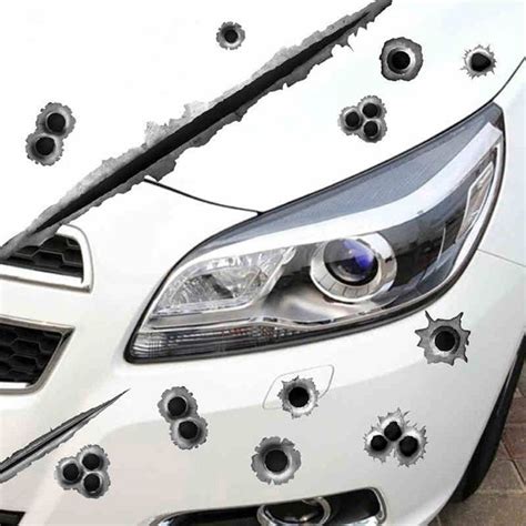 Hot Car Decals Fake Bullet Holes Funny Car Helmet Stickers Decals Car