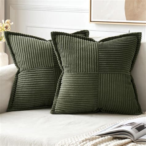 Amazon Miulee Olive Green Corduroy Pillow Covers X Inch With