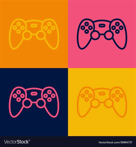 Pop Art Line Game Controller Or Joystick For Game Vector Image