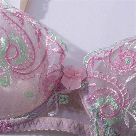 Night Pink Purple Embroidered See Through Pc Lingerie Femme De Luxe Set With Garter Belt Buy