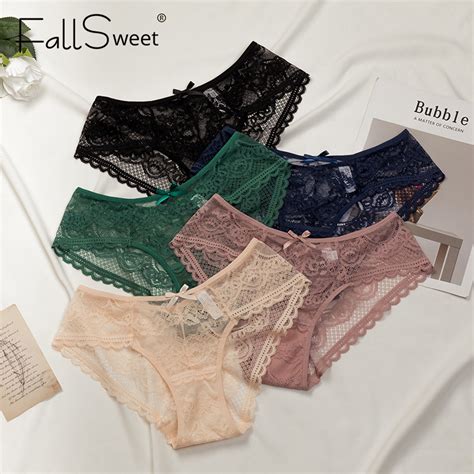 Fallsweet Women S Sexy Lace Panties Thin Lingerie Low Waist Transparent Hollow Soft Panties