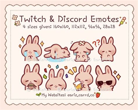 Twitch Discord Emotes Pack 8 Cute Light Brown Bunny Emotes Etsy In