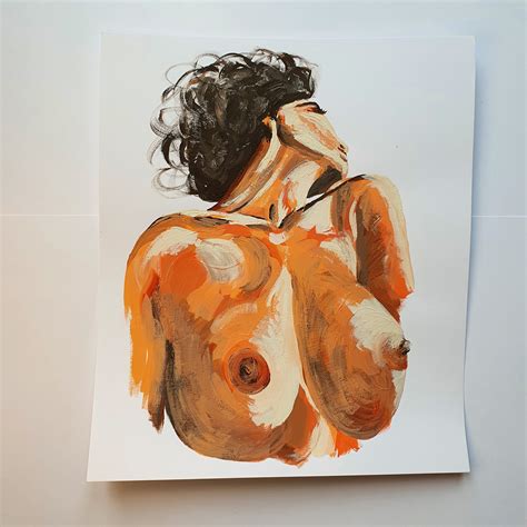 Female Nude Acrylic Painting Boobs Etsy