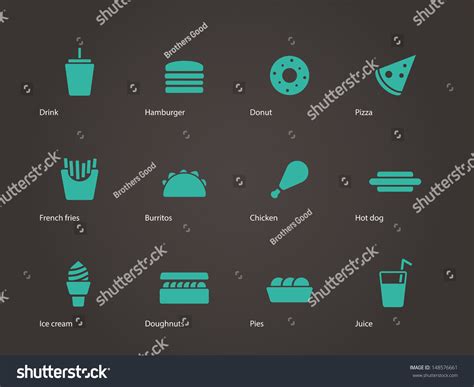 Fast Food Icons Vector Illustration Stock Vector Royalty Free 148576661 Shutterstock