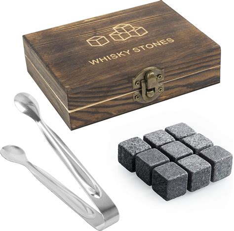 Trixes Whiskey Stones T Set 9pc Whiskey Stones In Luxury Wooden