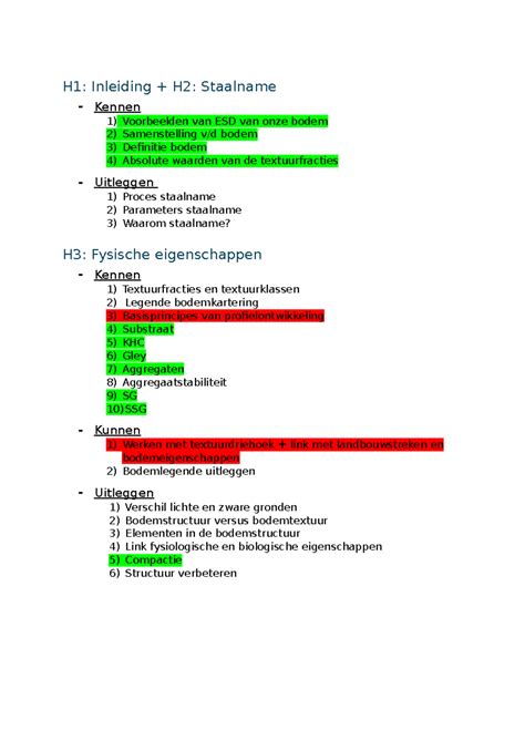 Mogelijke Examenvragen Bodemkunde En Bemestingsleer H1 Inleiding