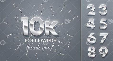 10000 Followers Celebration Vector Banner With Text And Numbers Set