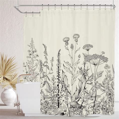 Riyidecor Clawfoot Tub Extra Wide Shower Curtain 180Wx70H Inch Flower