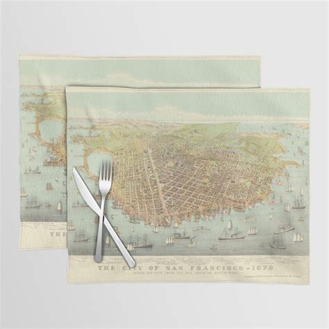 Vintage City Of San Francisco Restored Map Placemat San