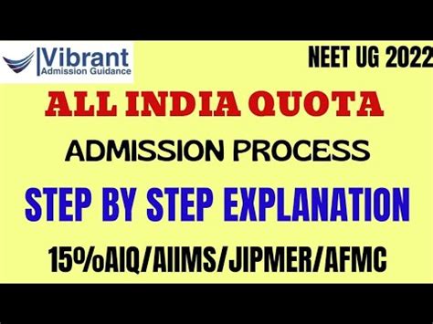 All India Quota Admission Process Step By Step Explanation Aiq