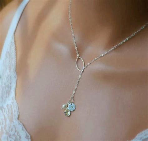 Personalized Mothers Necklace Birthstone And Initial Necklace