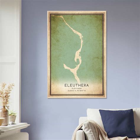 Vintage Eleuthera Eleuthera Map Poster, Eleuthera City Road Wall Art Print - Custom Maps & Posters