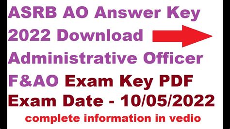 Asrb Ao Answer Key 2022 Download Administrative Officer F And Ao Exam Key