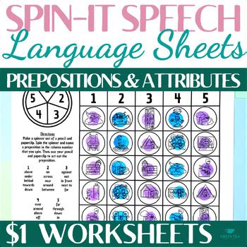 Prepositions Attribute Worksheets For Vocabulary No Prep Speech Therapy