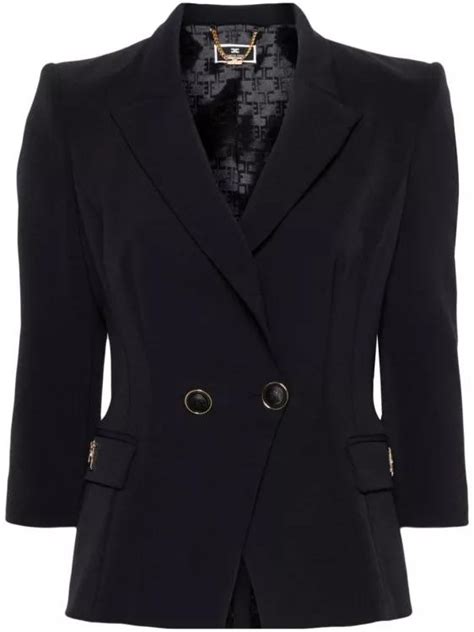 Elisabetta Franchi Double Breasted Blazer Black