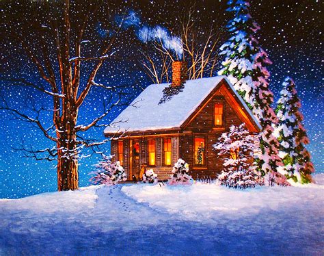 Christmas Winter Cabin Wallpapers Wallpaper Cave