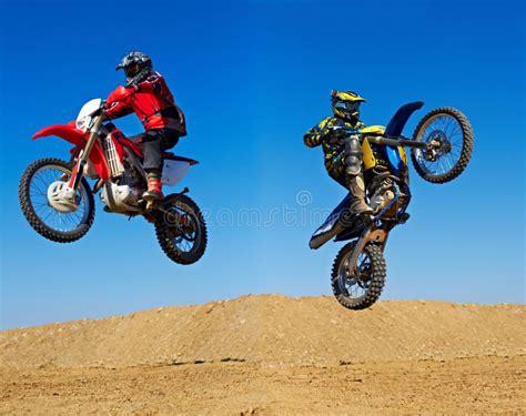 Sky Jump And Man On Off Road Motorbike For Practice Training And