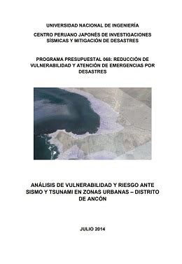 An Lisis De Vulnerabilidad Y Riesgo Ante Sismo Y Tsunami En Zonas