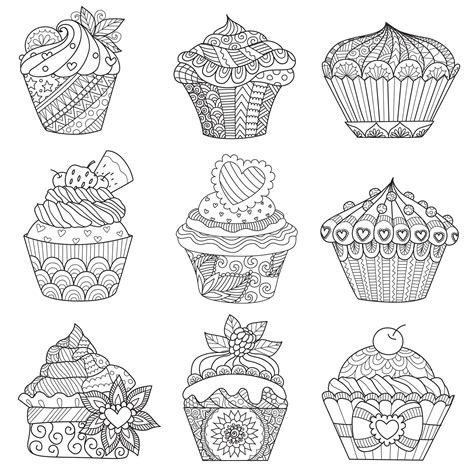 Assortiment De Cupcakes Coloriages De Cupcakes Et G Teaux Imprimer