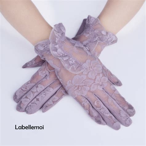 New Anti Uv Elegant Nude Pink Lace Glove Womens Short Glove Etsy