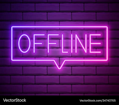 Offline Sign Purple Neon Icon On Brick Wall Vector Image