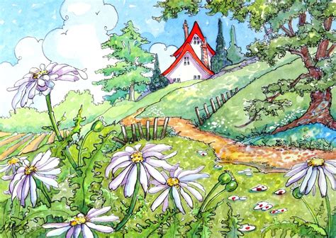 Storybook Cottage Series Print Homestead From Original Etsy