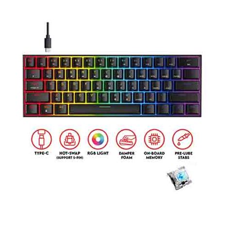 Fantech Gaming Keyboard Maxfit Mk Frost Wireless Black Blue