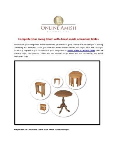 Complete Your Living Room With Amish Made Occasional Tables