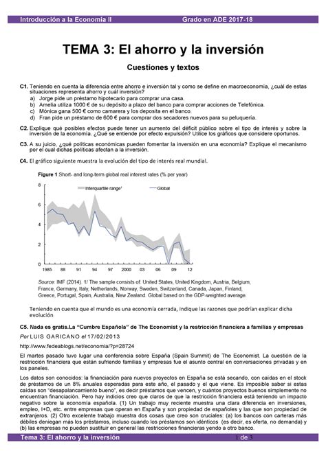 Práct Tema3 2018 Apuntes Introducción a la Economía II Grado en ADE