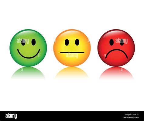 Smiley Emoticon Trois Boutons Cote Green To Red Vector Illustration