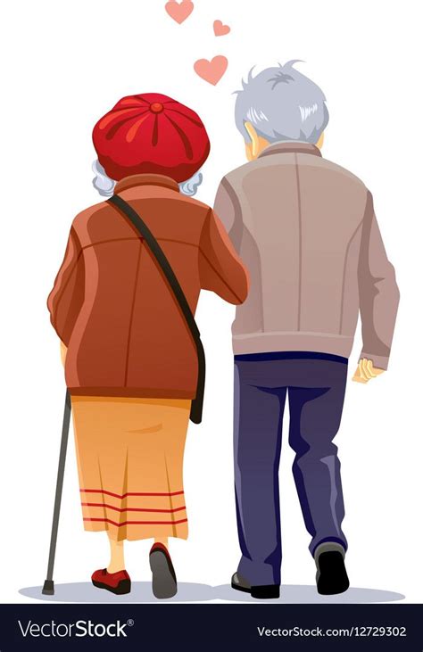 Old Couple In Love Walking Together Royalty Free Vector Old Couple In