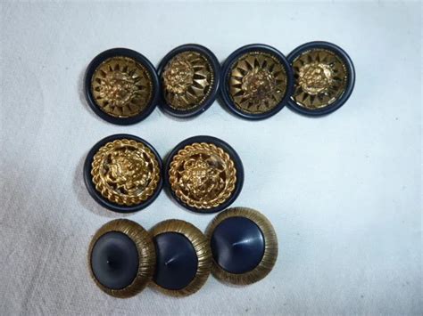 LOT DE 9 Boutons Anciens Différent avec attache bronze bakélite noir