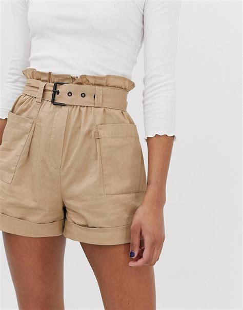 Stradivarius Utility Shorts In Beige Asos Shorts Outfits Women