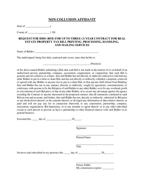 Fillable Online NON COLLUSION AFFIDAVIT Delaware County Fax Email