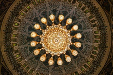 Chandelier In The Sultan Qaboos Grand Mosque Oman Middle East Asia