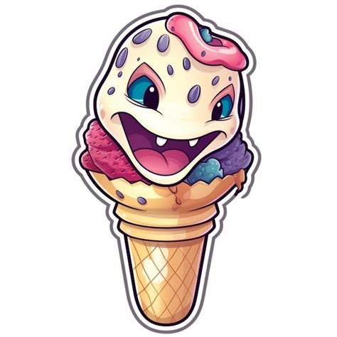 Premium Ai Image Cartoon Ice Cream Cone With A Smiling Face And A