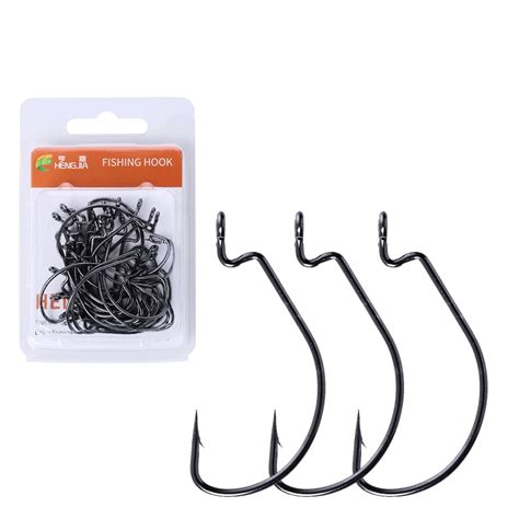 HENGJIA 30pcs Lot Fishing Hooks High Carbon Steel Soft Worm Lure Offset