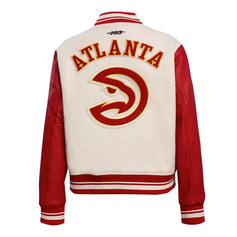 Nba Atlanta Hawks Retro Classic Womens Rib Wool Varsity Jacket Eggsh