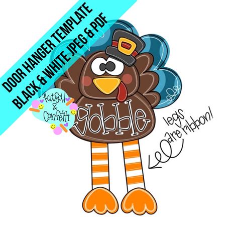 Template Turkey Door Hanger Template Thanksgiving Door Etsy