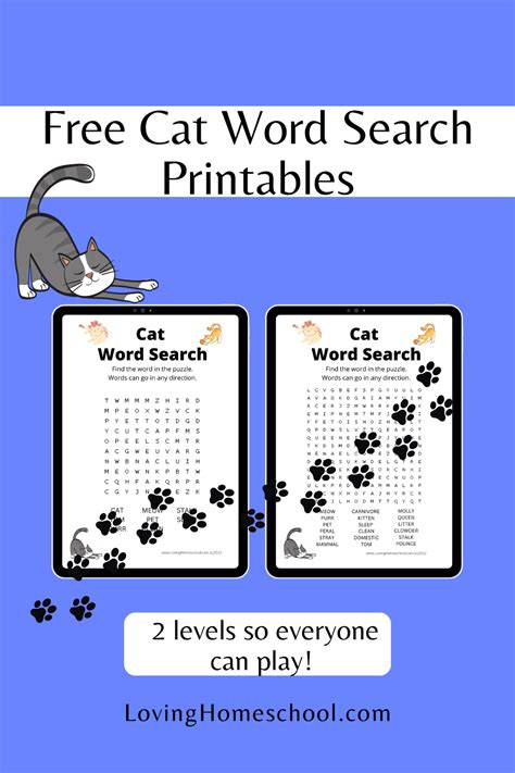 Cat Word Search Printables