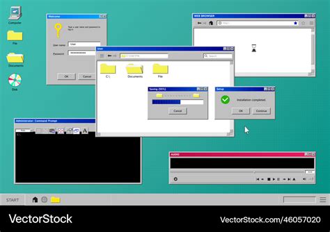 Old Computer Interface Composition Royalty Free Vector Image