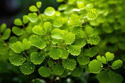 Uma Planta Verde Gotas De Gua Sobre Ela Foto Premium