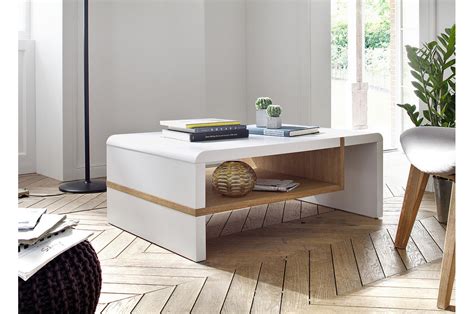 Table Basse Design Blanc Laqu Mat Et Ch Ne Massif Cbc Meubles