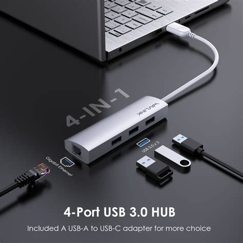 Wavlink Usb Hub อะแดปเตอร์ฮับ Usb 10gbps Usb C เป็น Hdmi พอร์ตอีเธอร