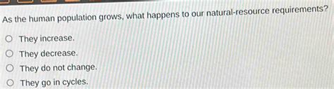 Solved As The Human Population Grows What Happens To Our Natural