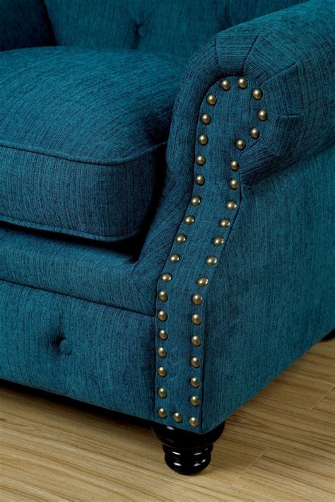 Stanford Dark Teal Fabric Sofa from Furniture of America (CM6269TL-SF ...