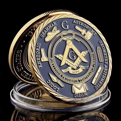 Master Mason Blue Lodge Coin 14K Gold Plated A Brotherhood Of Man